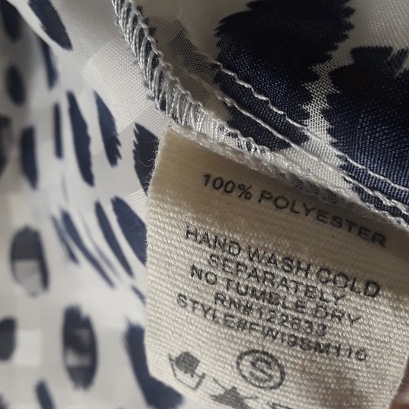 FOREIGN EXCHANGE Navy Brushstroke Polka Dot Print Flowy Sleeveless Top Small - Picture 6 of 8